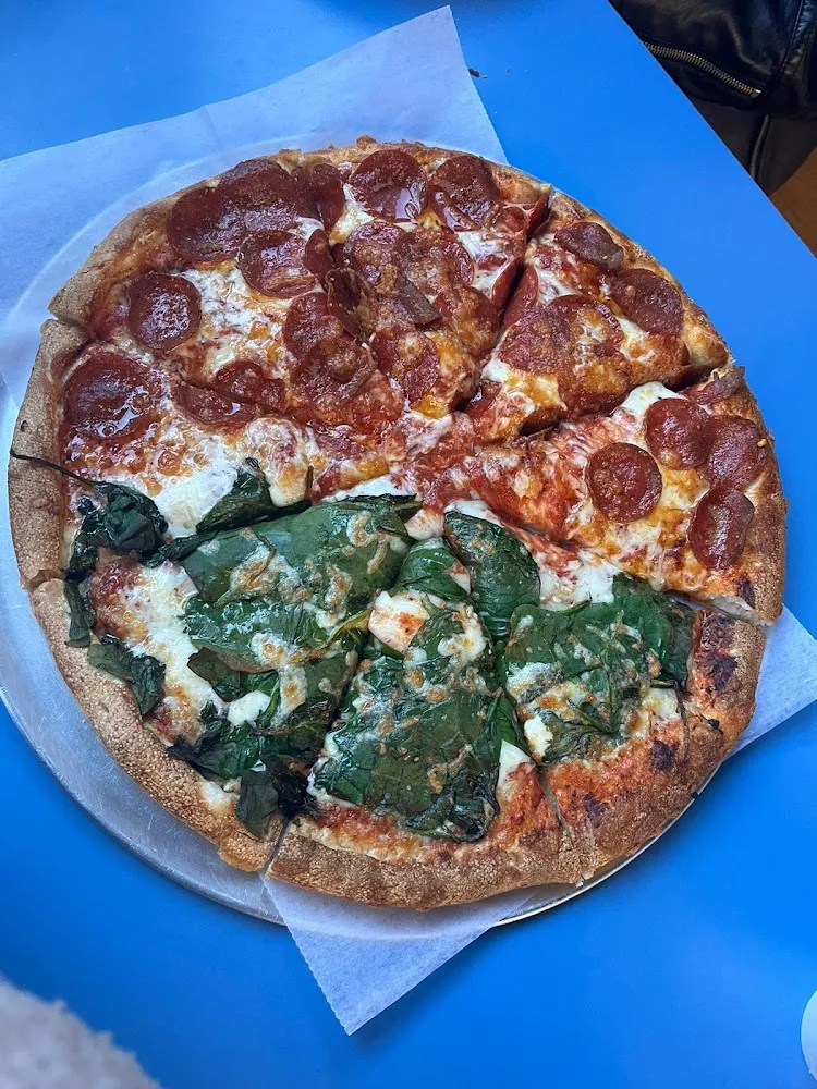 Half Spinach and Garlic and Half Pepperoni